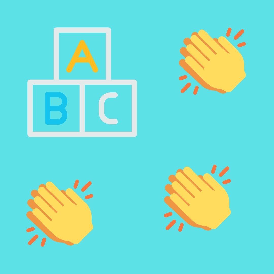 ABC and clapping hands on a teal background