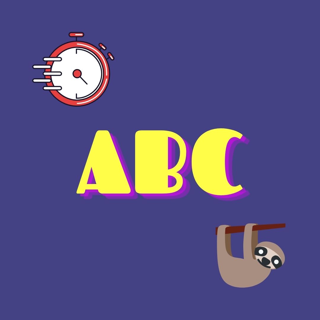 ABC with a stopwatch and sloth