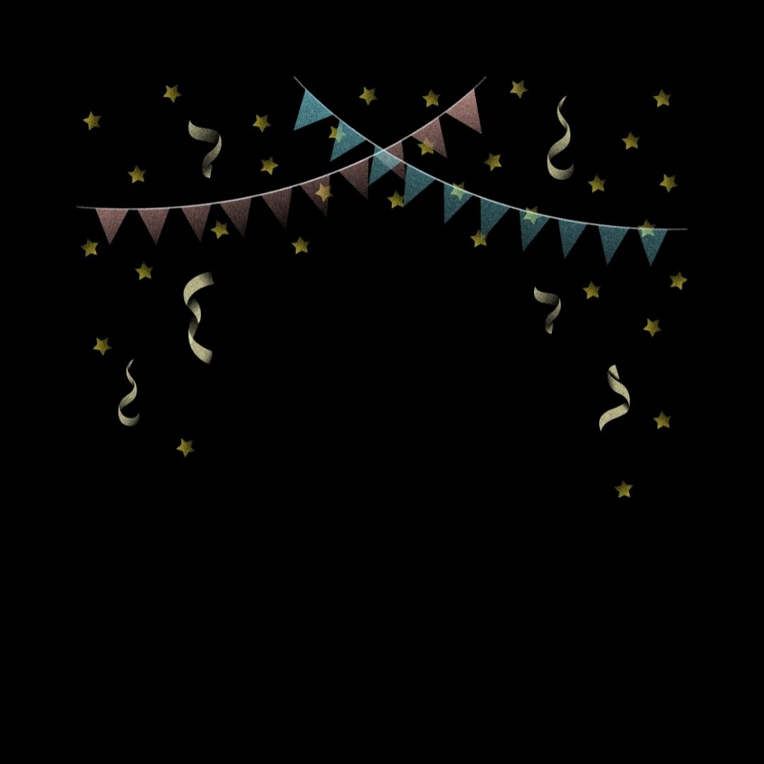 streamers and confetti on a black background