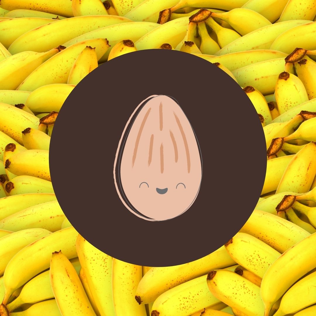 almond on a background of bananas