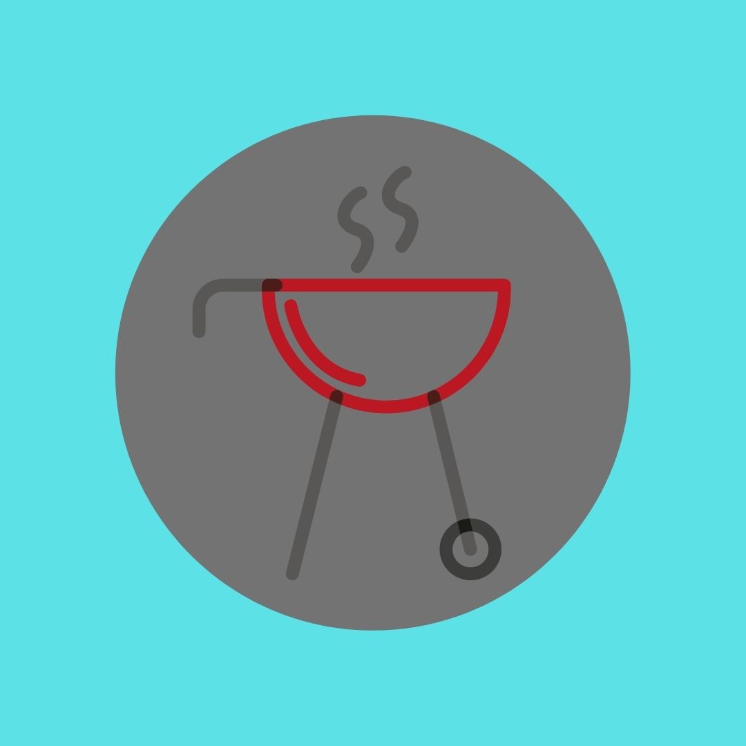 grill on a gray and teal background