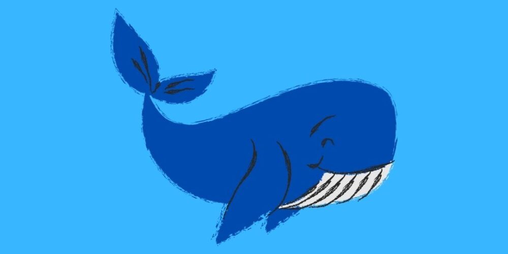 blue whale on light blue background