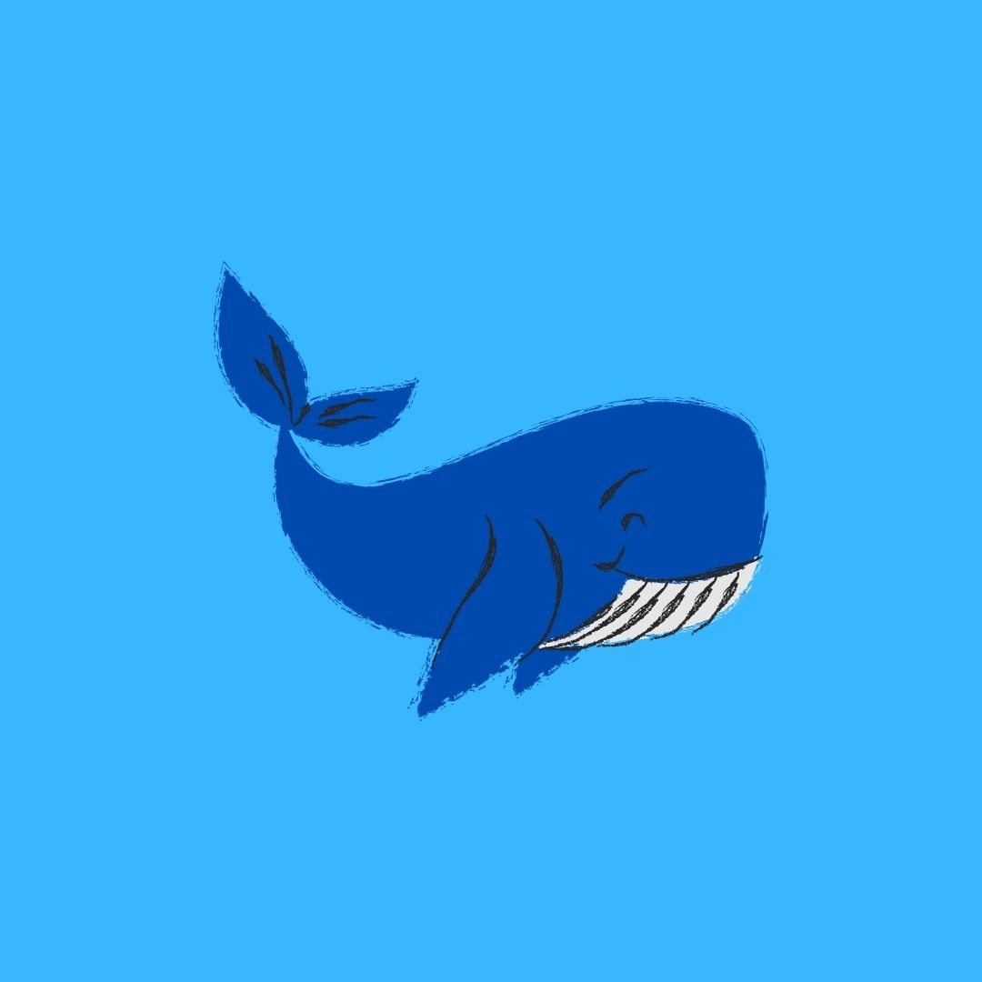 blue whale on light blue background