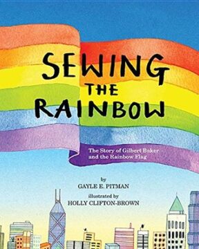 Sewing the rainbow book cover.