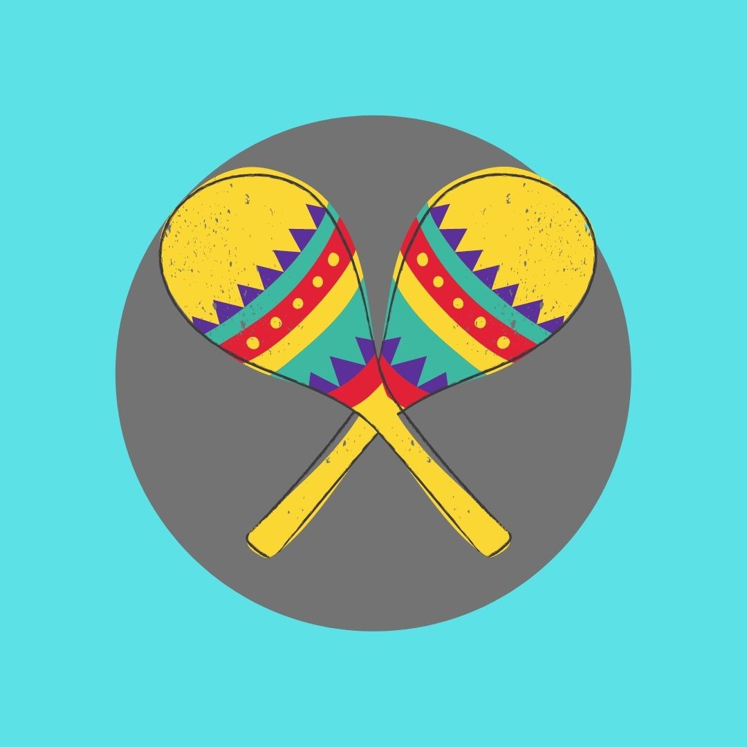 maracas on a gray and teal background