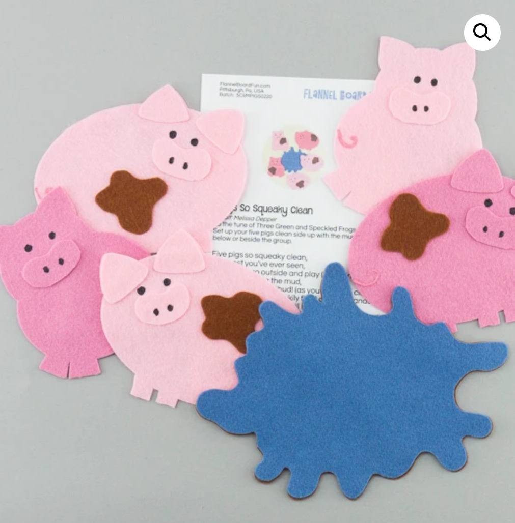 five pink pigs and a puddle in felt