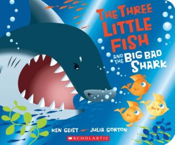 Three little fish and the big bad shark book cover.