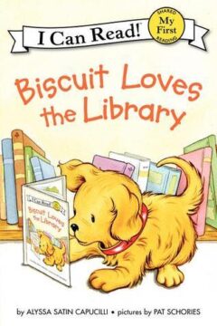 Biscuit loves the library book cover.